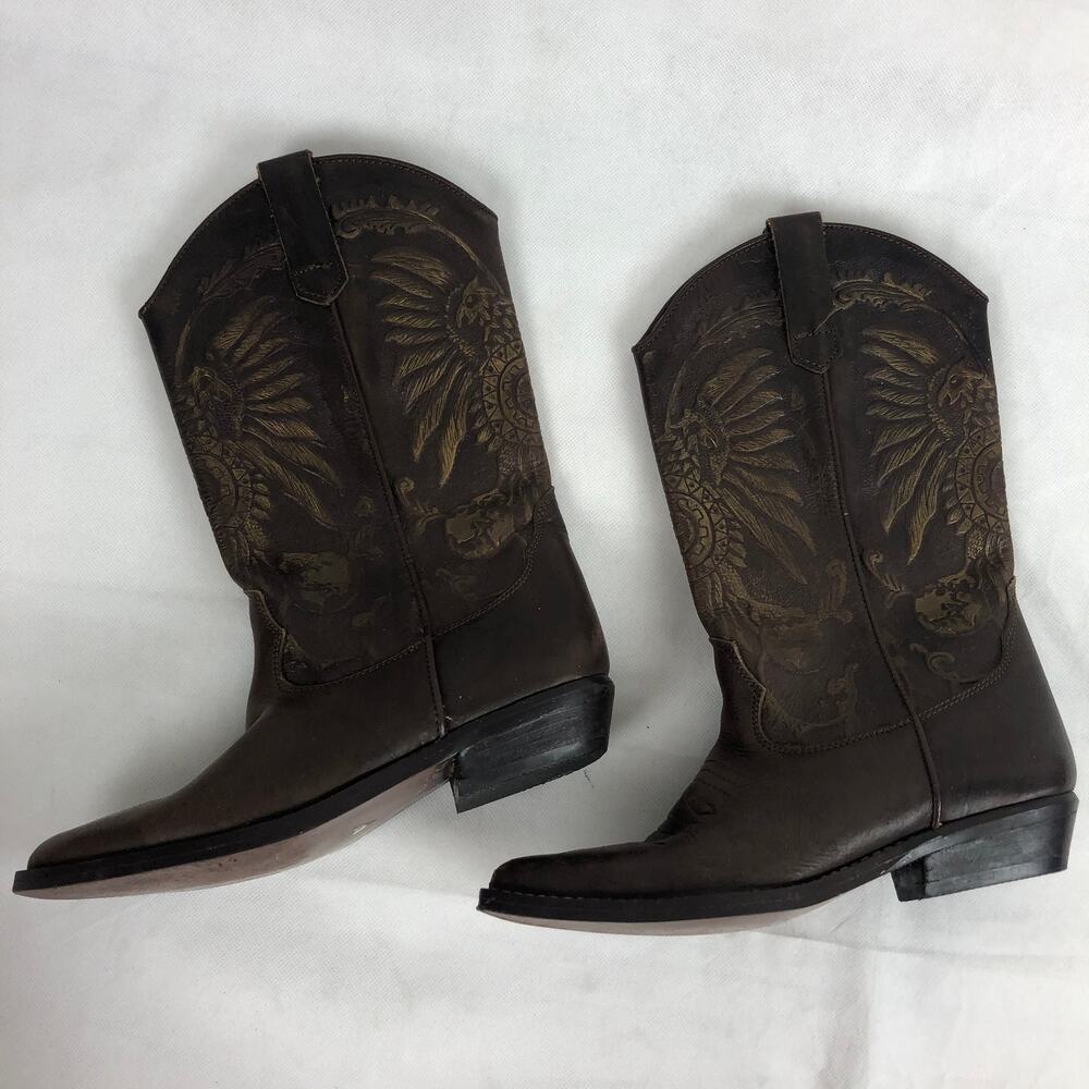 Vintage Western Leather Brown Boots Women's Size 7
